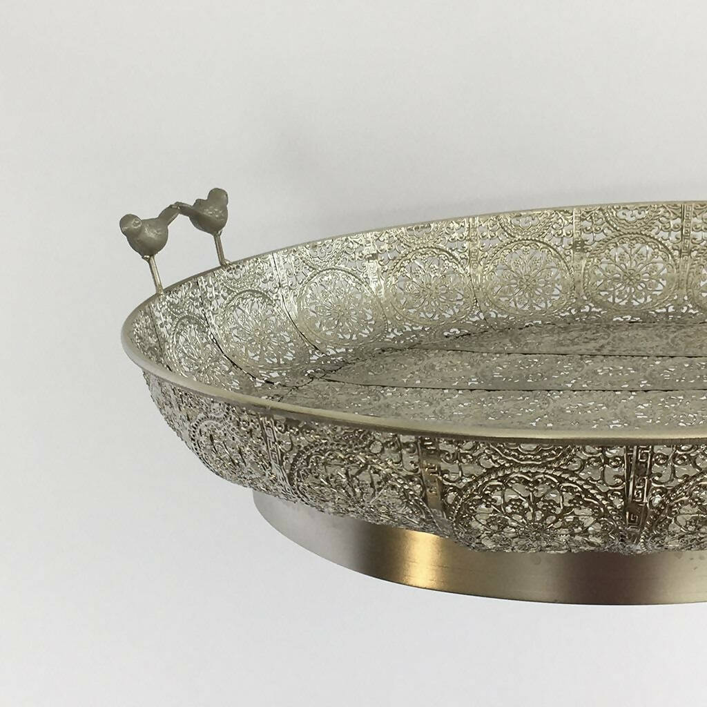 BANDEJA REDONDA 43 CMS DIAMETRO METÁLICA COLOR PLATA