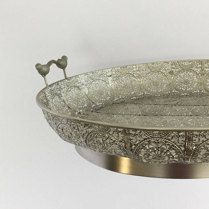 BANDEJA REDONDA 43 CMS DIAMETRO METÁLICA COLOR PLATA