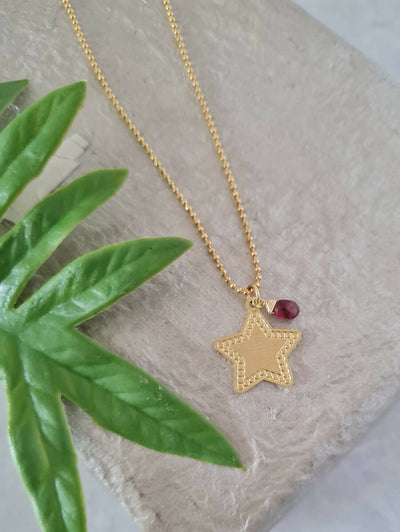Collar Huellas Estrella Granate 1 - LD842