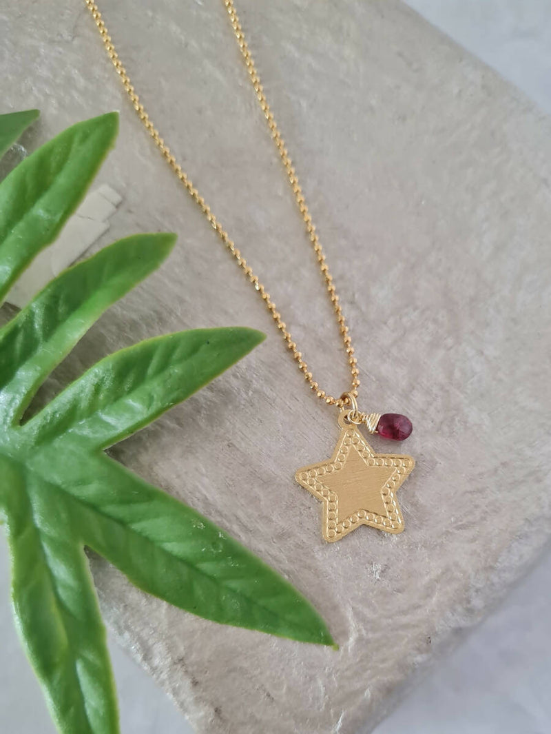 Collar Huellas Estrella Granate 1 - LD842