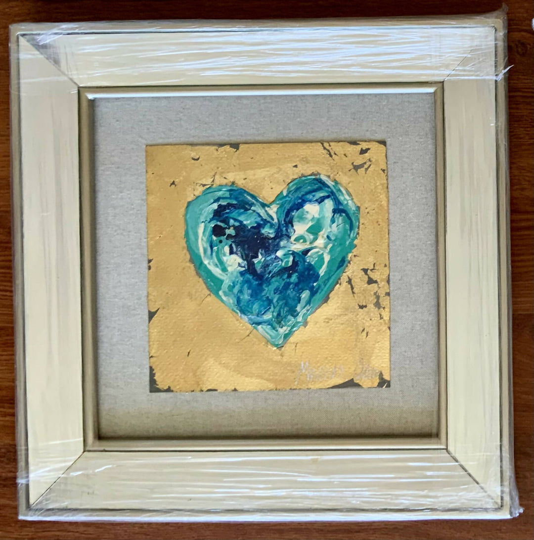 CUADRO CORAZÓN MARCO ESPEJO TURQUESA VII