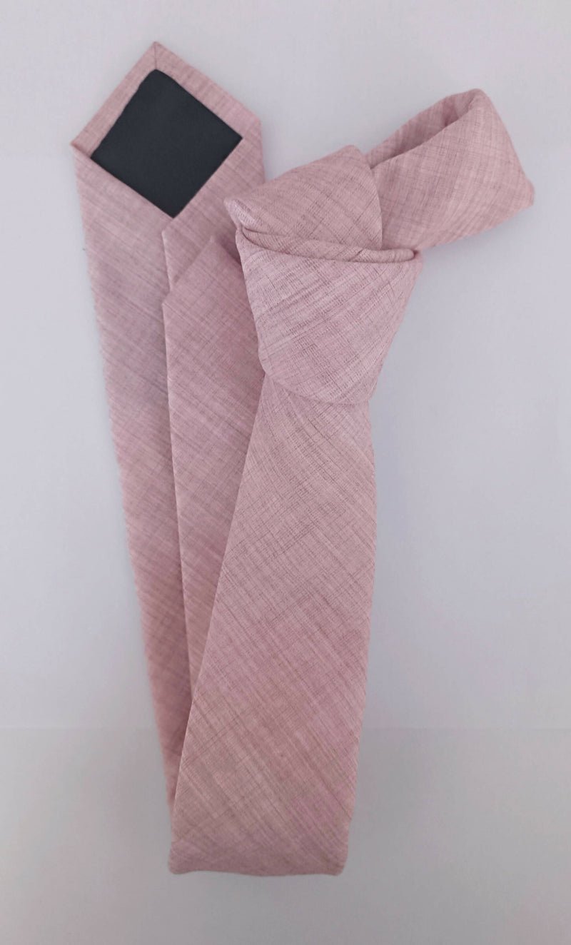 Corbata algodón rosada texturada