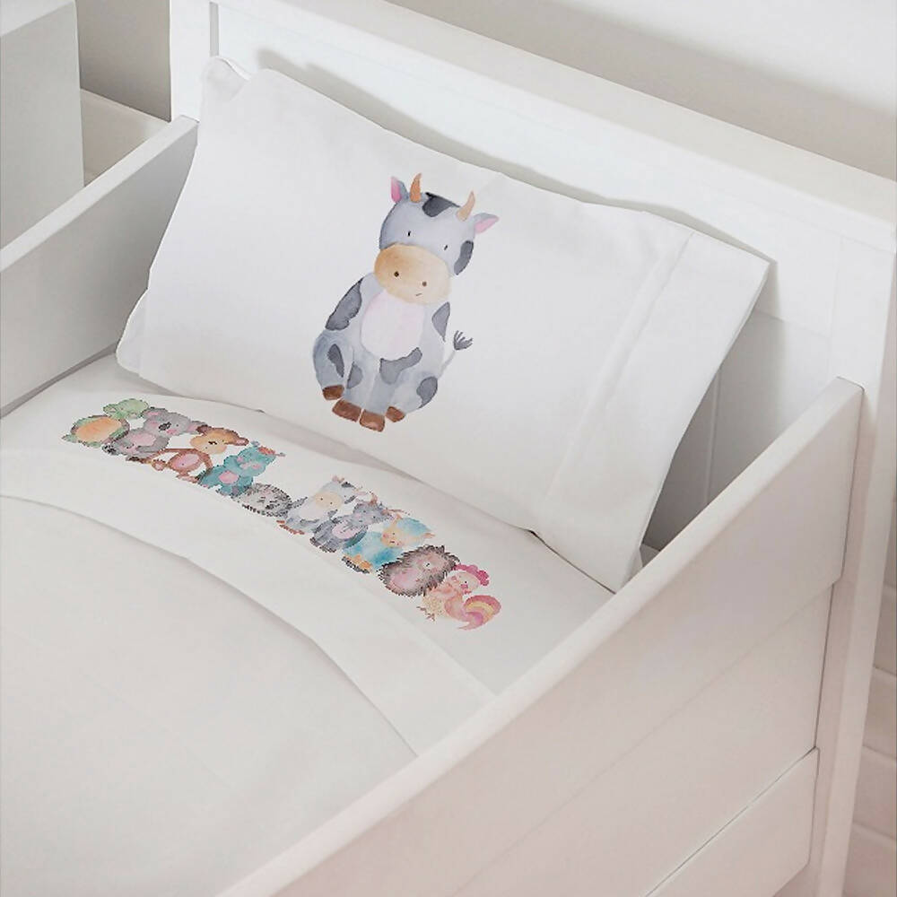 Juego de Sábanas Animales Acuarela