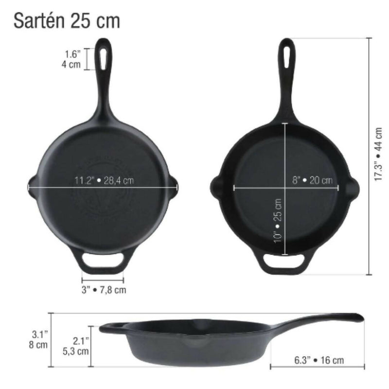 Sartén Hierro Fundido 26 cm Precurada Victoria