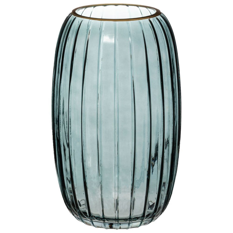 Jarrón Deco Vidrio Azul 25 cm