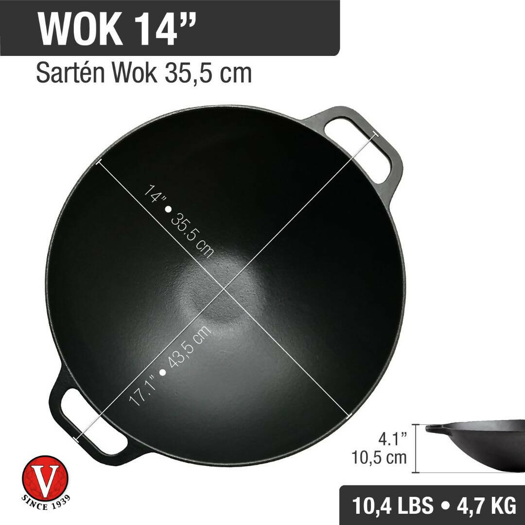 Wok Hierro Fundido Victoria 36 cm