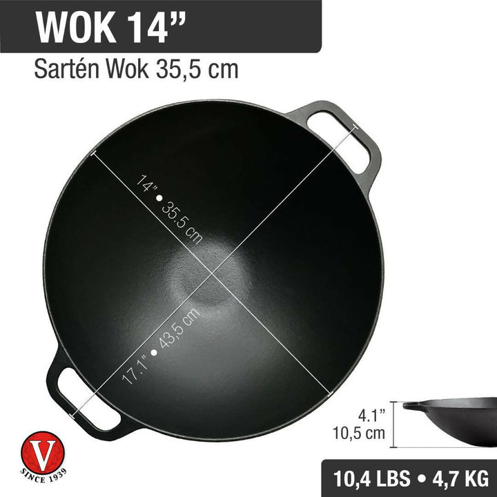 Wok Hierro Fundido Victoria 36 cm