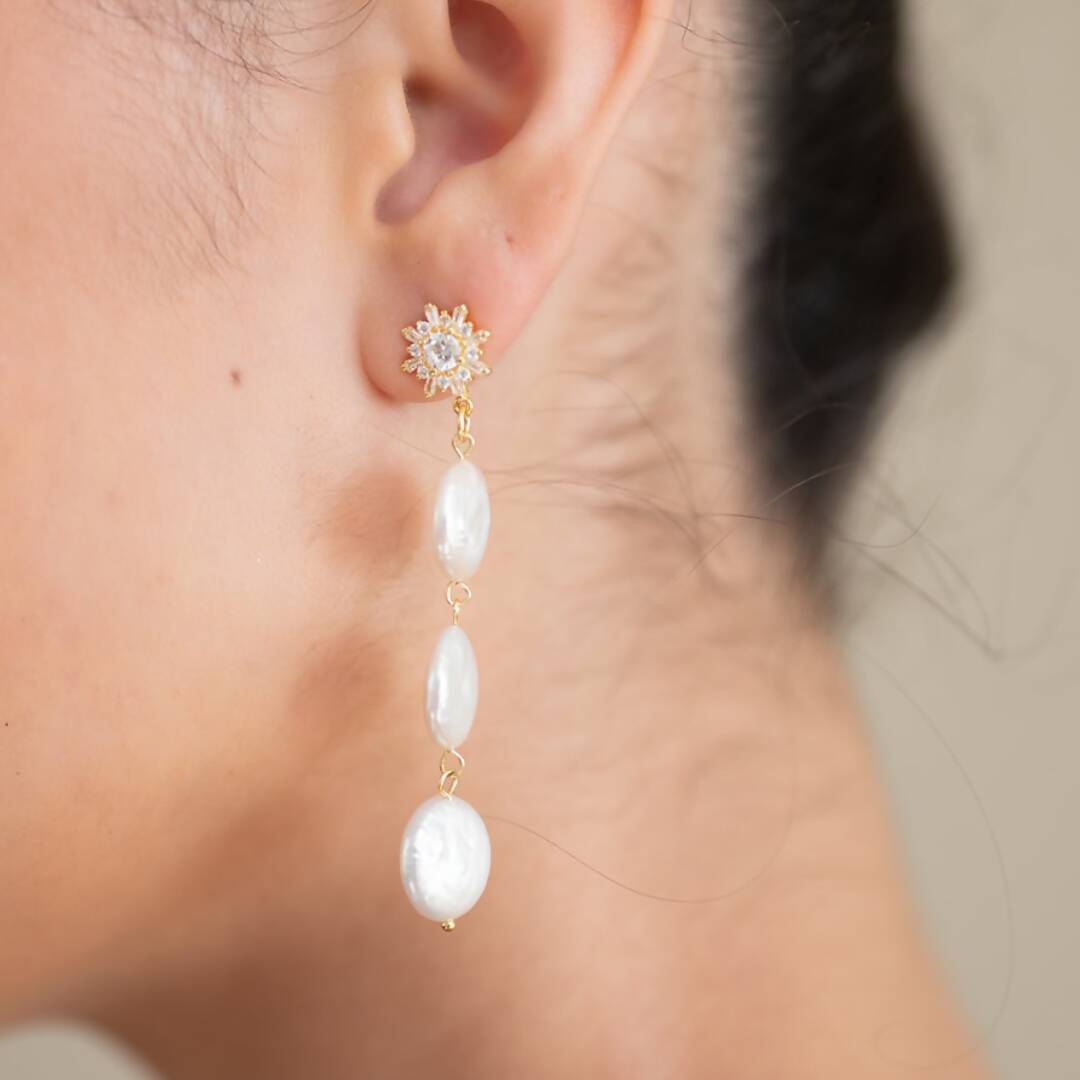 Aros capri perla plata gold