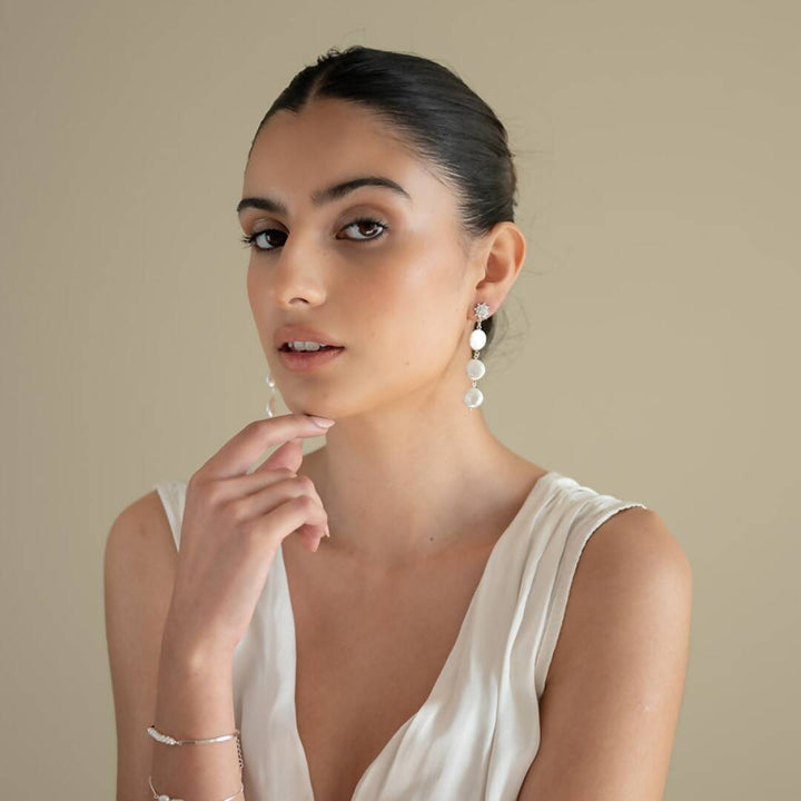 Aros capri perla plata