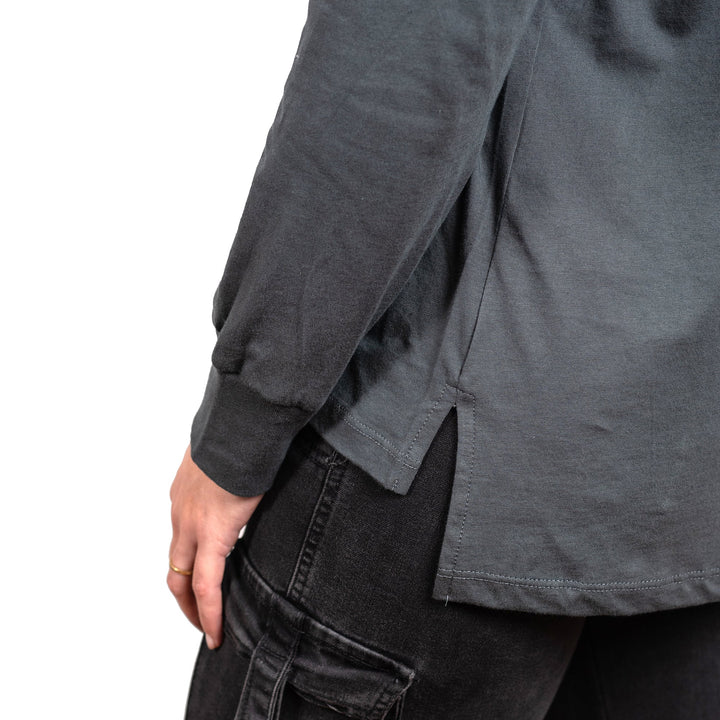 Polera Manga Larga Mujer Gris Grafito Tortuga Laúd
