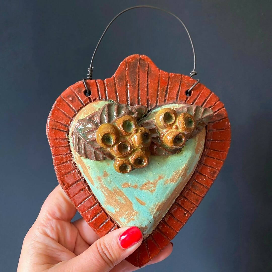 Corazón de Greda turquesa