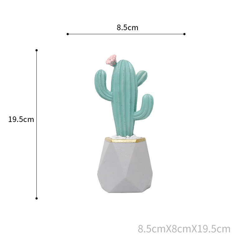 Macetero octogonal cactus alto flor rosada