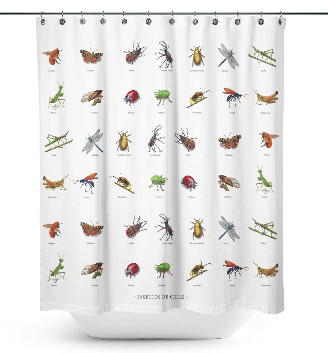 Cortina de baño Insectos de Chile
