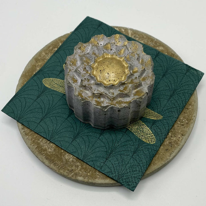 Servilletero Hormigón Flor oro