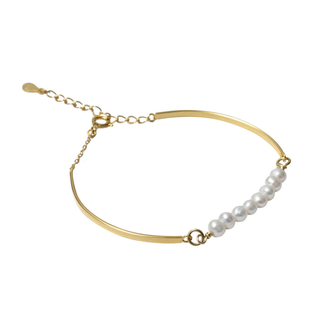 Pulsera Perla Barra Plata Gold