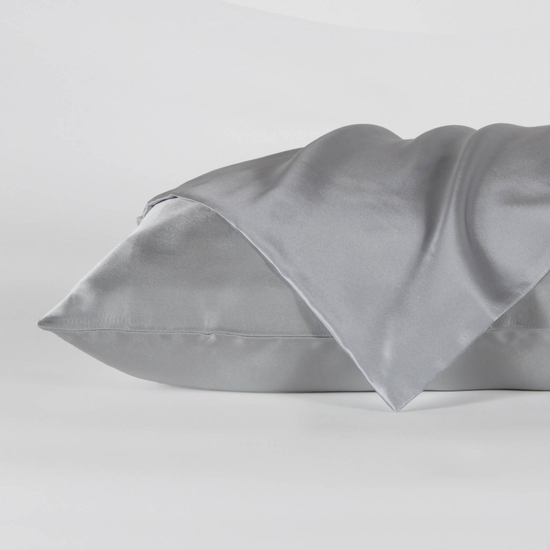 Funda de almohada 100% Seda- King -Gris Claro