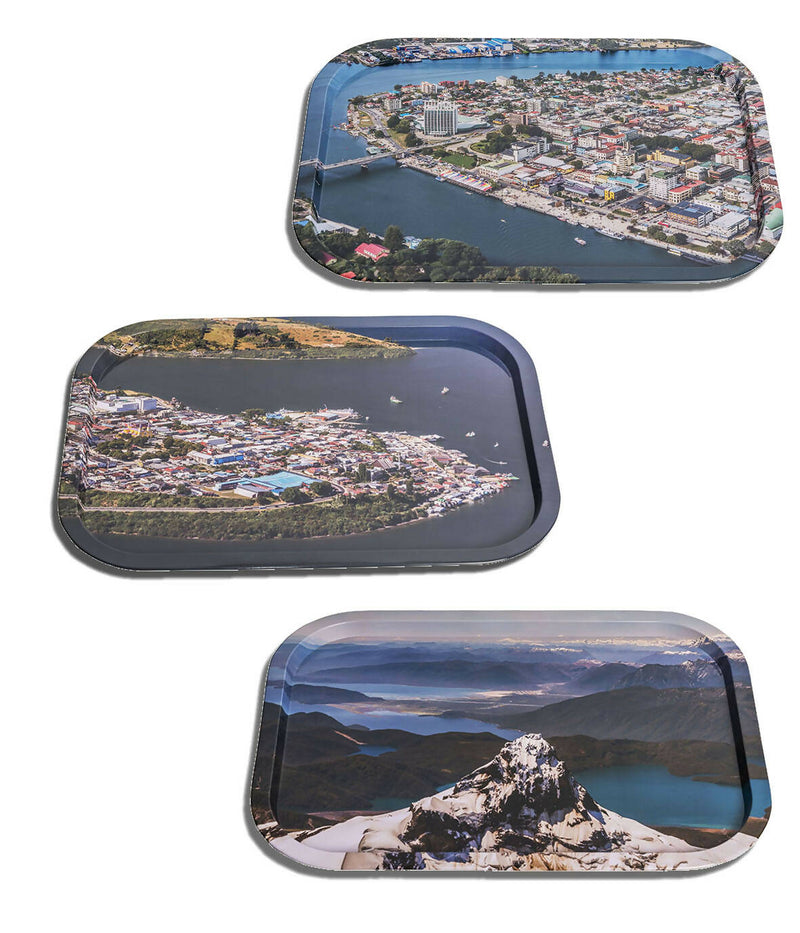 Set de 3 bandejas metálicas con fotografías de Chile diseño 4