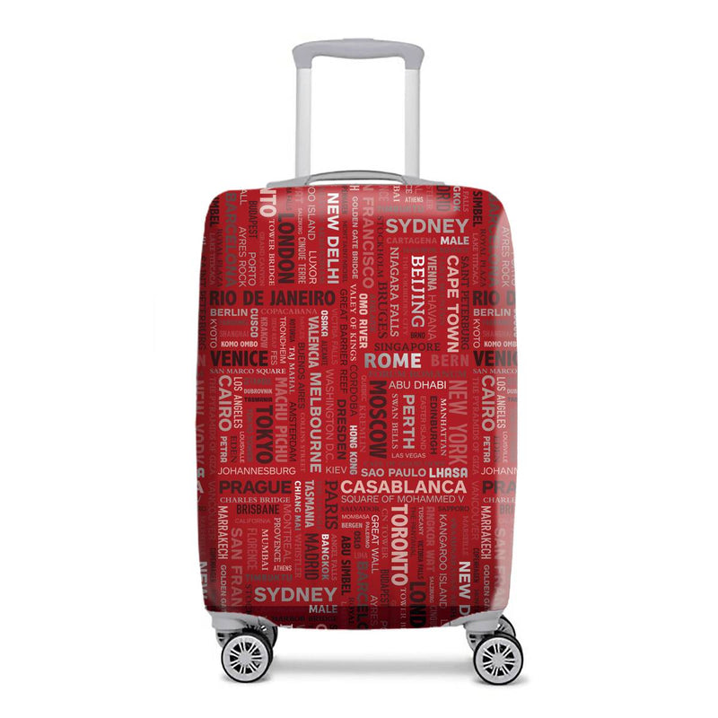 FUNDA CUBRE MALETA DISEÑO CITIES ROJA