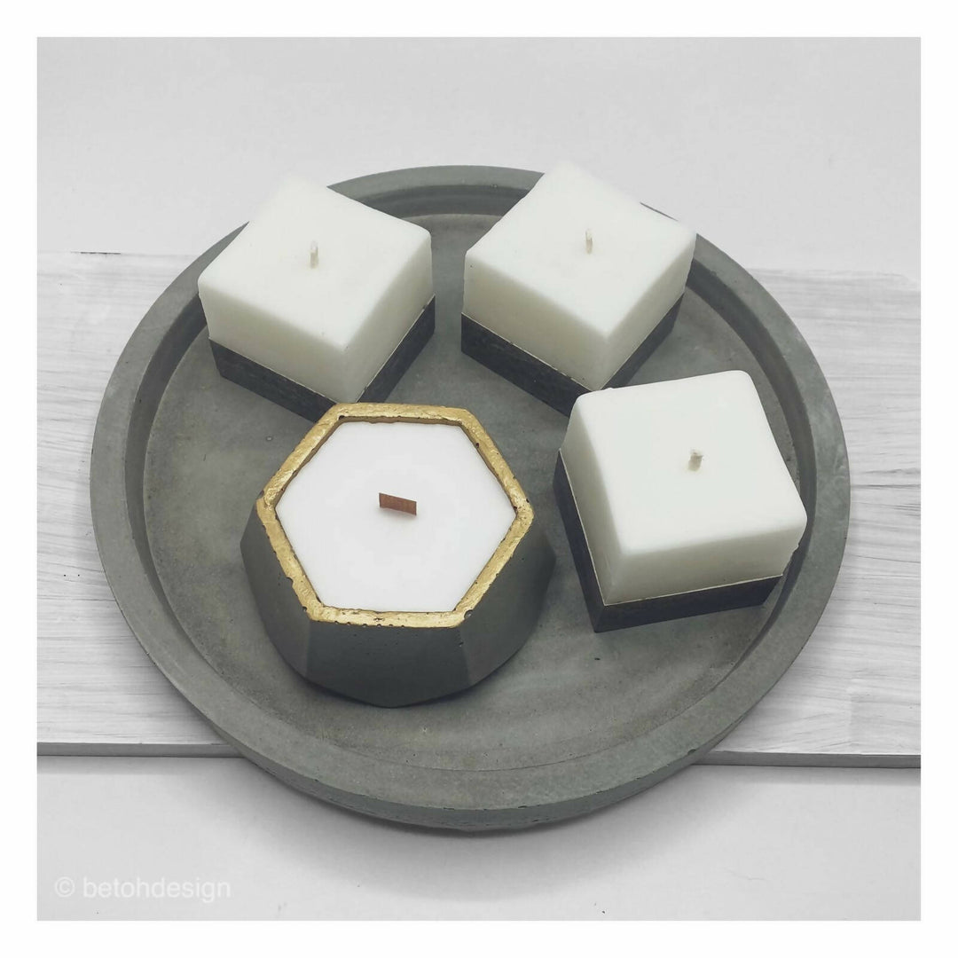 Posavela Geométrico BETOH ® Hormigón, Mecha Madera y Oro