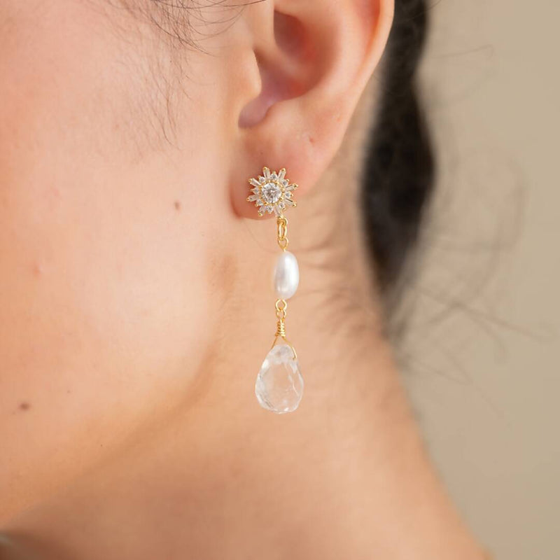 Aros Portia Perla Plata Gold