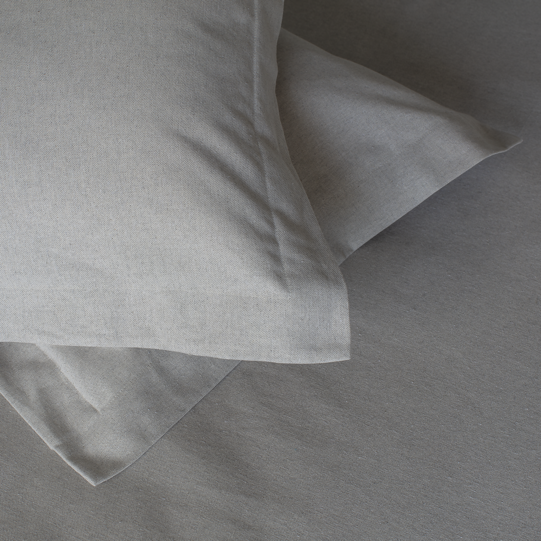 Funda de plumón tela gris perla melange, 90% algodón - 10% poliéster