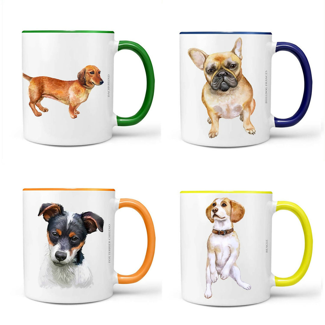 Set de 4 tazones perros típicos chilenos n2