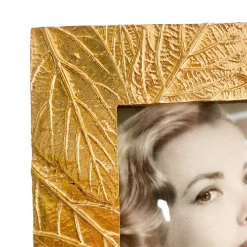 Marco de Fotos Textura Hoja Dorado