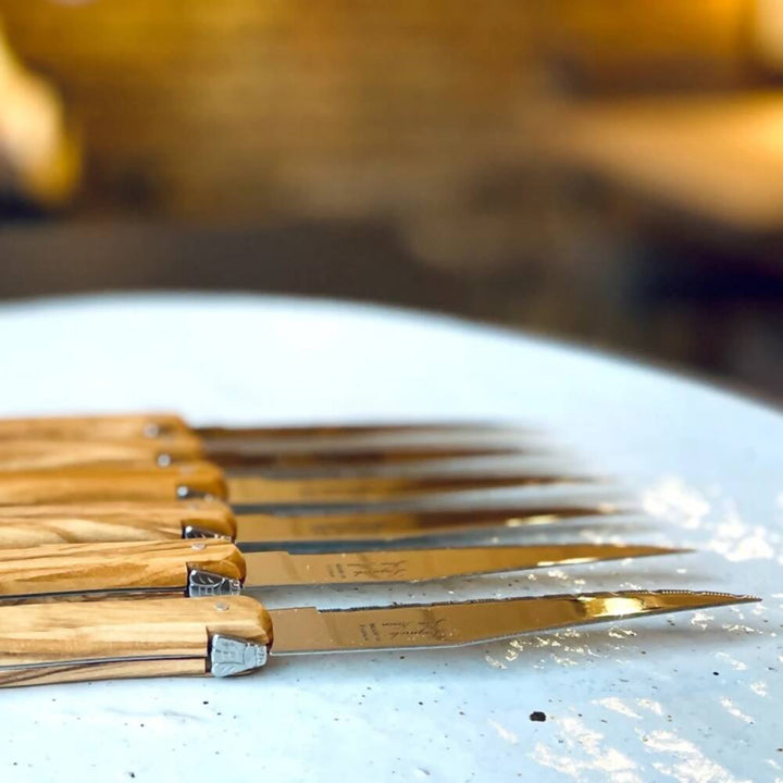 LAGUIOLE 6 CUCHILLOS CARNE MADERA OLIVO