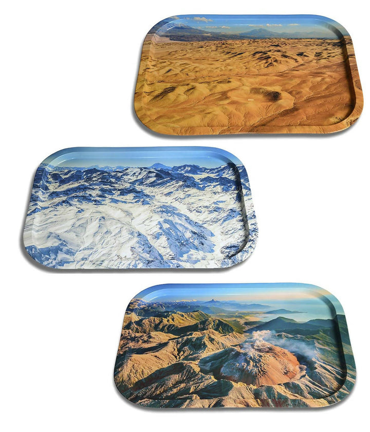 Set de 3 bandejas metálicas con fotografías de Chile diseño 1