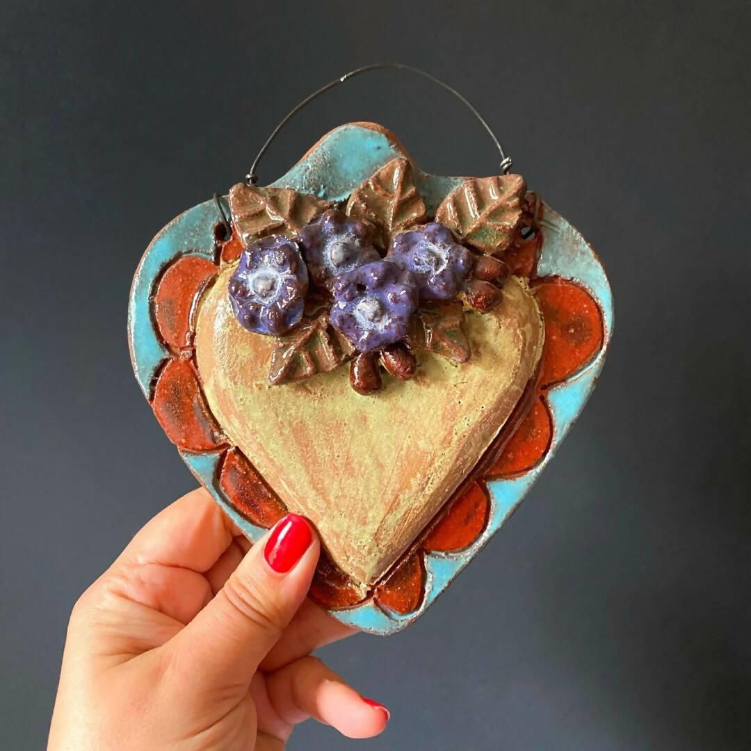 Corazón de Greda turquesa