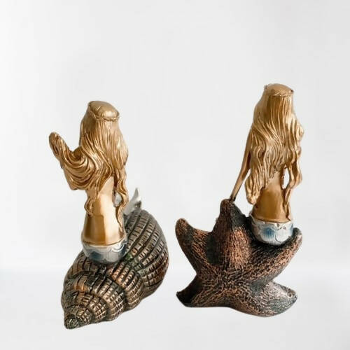 SET DE 2 SIRENAS DORADAS CON PLATA