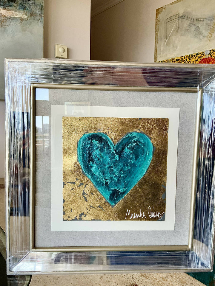 CUADRO CORAZÓN MARCO ESPEJO TURQUESA