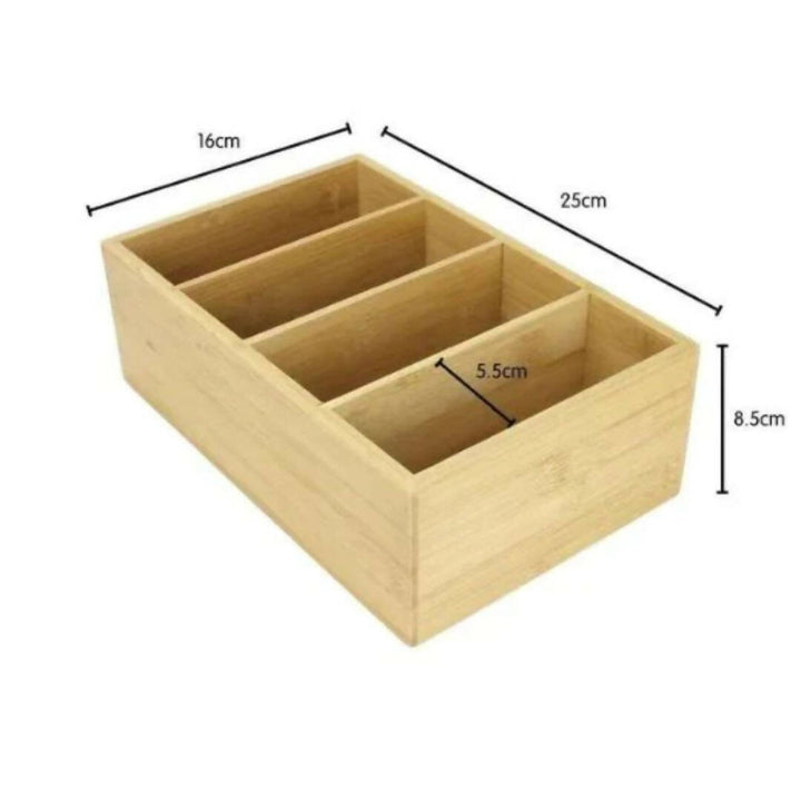 Caja Organizadora de Bambú Box Sweden con 4 Compartimientos