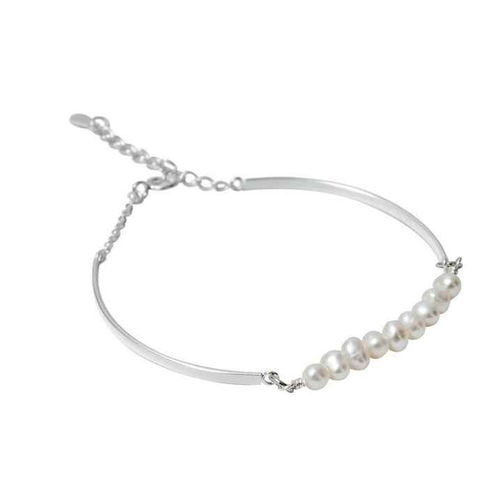 Pulsera plata perla barra