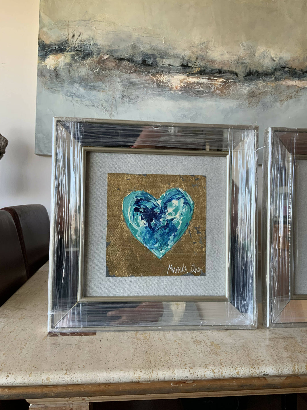 CUADRO CORAZÓN MARCO ESPEJO TURQUESA VII