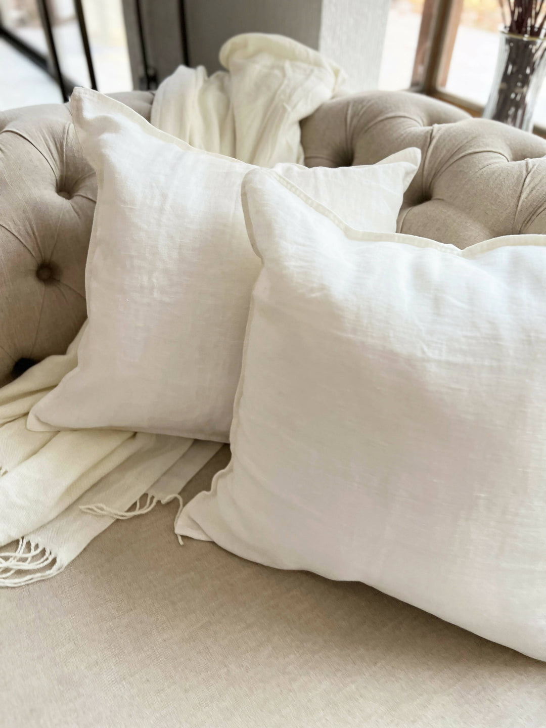 FUNDA COJIN LINO BLANCO