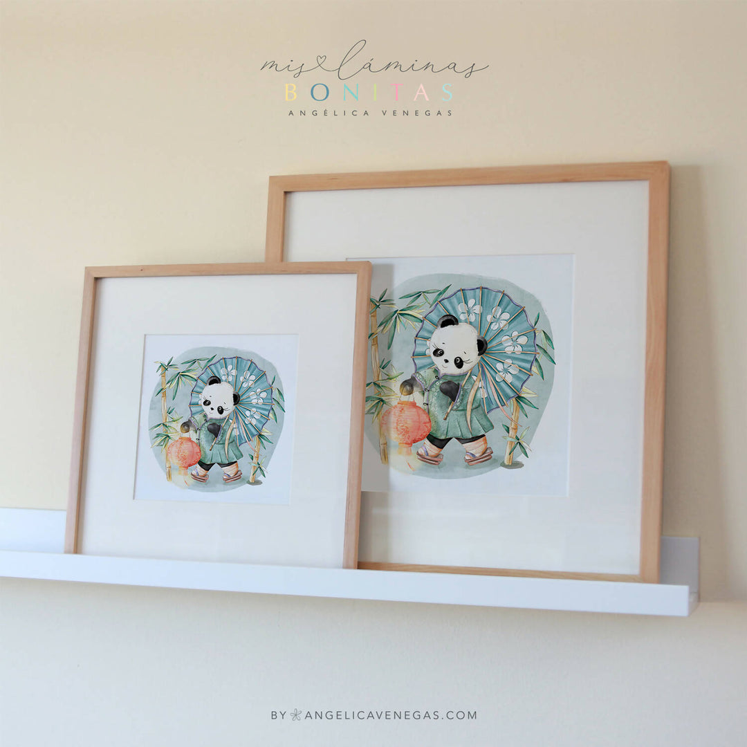 Cuadro Infantil Ilustración Pandita Coqueta · EXCLUSIVO