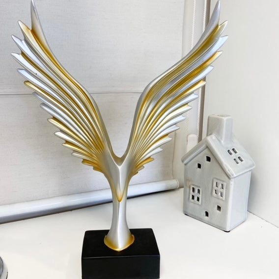 AVE PLATA Y DORADA DECORATIVA