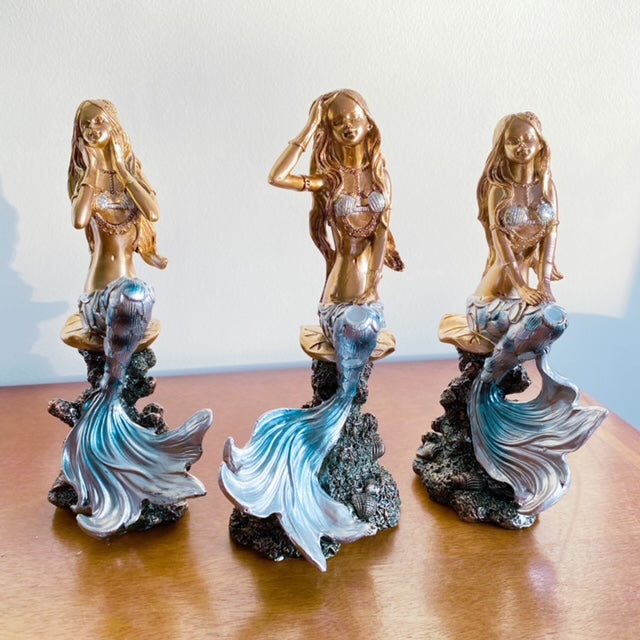 SET DE 3 SIRENAS DORADAS CON PLATA