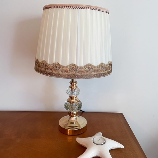Lámpara de Bronce con Doble Interruptor y Pantalla Beige 50 cm