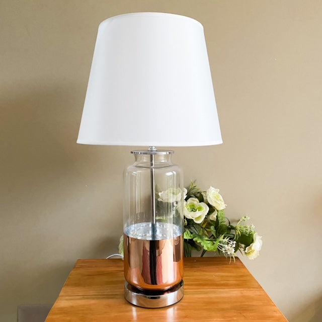 LÁMPARA DE CRISTAL UNA PARTE COLOR COBRE ALTO 55 CMS