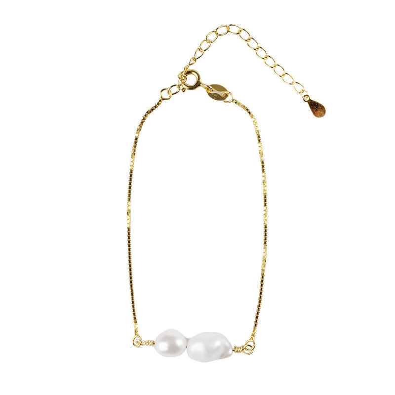 Pulsera plata gold always perla