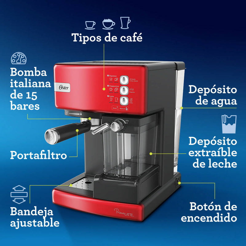 Cafetera automática de espresso roja PrimaLatte™ BVSTEM6603R-052 Oster®