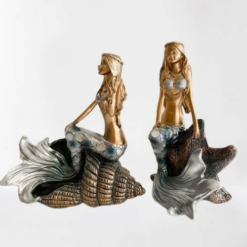 SET DE 2 SIRENAS DORADAS CON PLATA