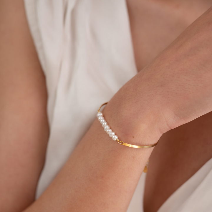 Pulsera Perla Barra Plata Gold