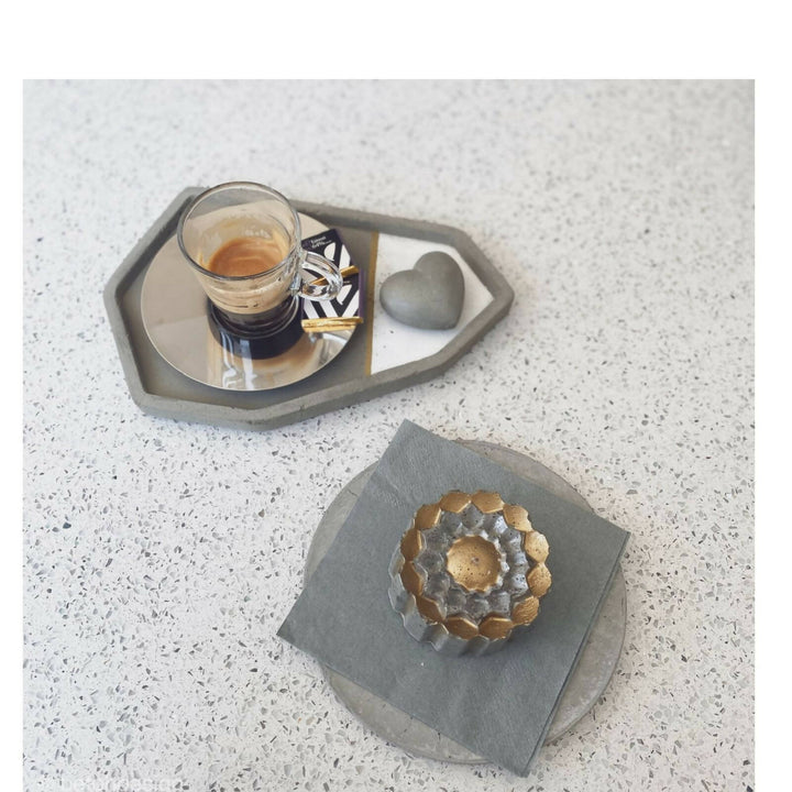 Servilletero Hormigón Flor oro