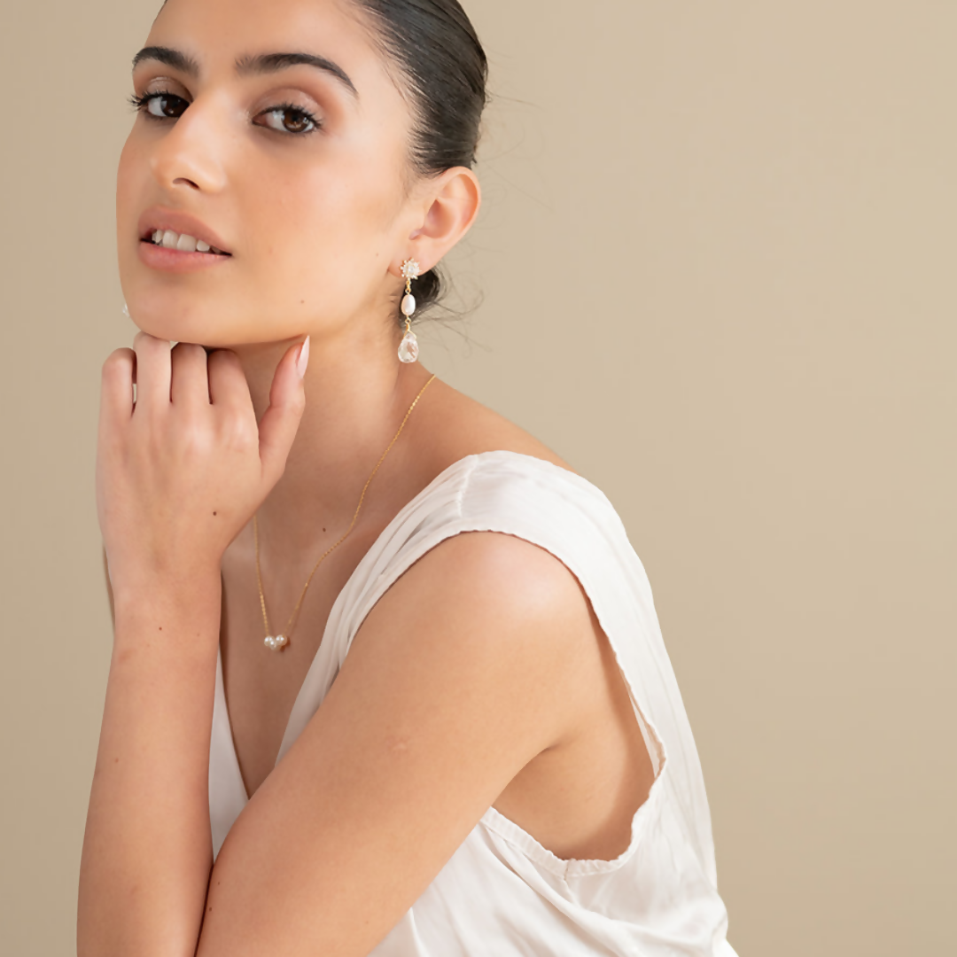 Collar perlas plata gold