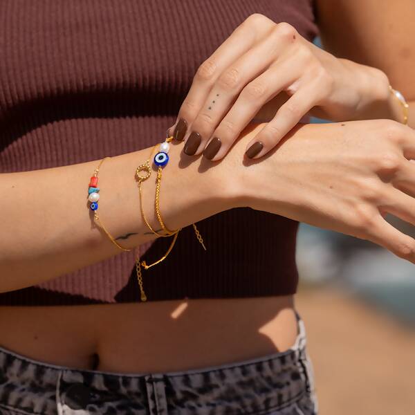 Pulsera good vibes plata gold