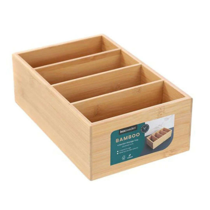 Caja Organizadora de Bambú Box Sweden con 4 Compartimientos