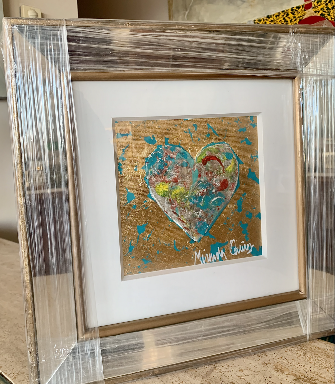 CUADRO CORAZÓN MARCO ESPEJO TURQUESA XXII